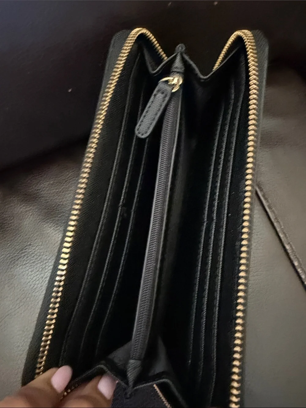Calvin Klein Black Zip-Around Wallet with Gold Hardware NWT